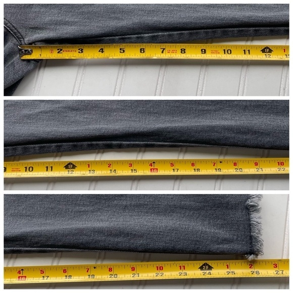 Liverpool Crop Straight Jean Ankle denim Gray Size 10 Bling Side Stripe Fray hem - Picture 6 of 9